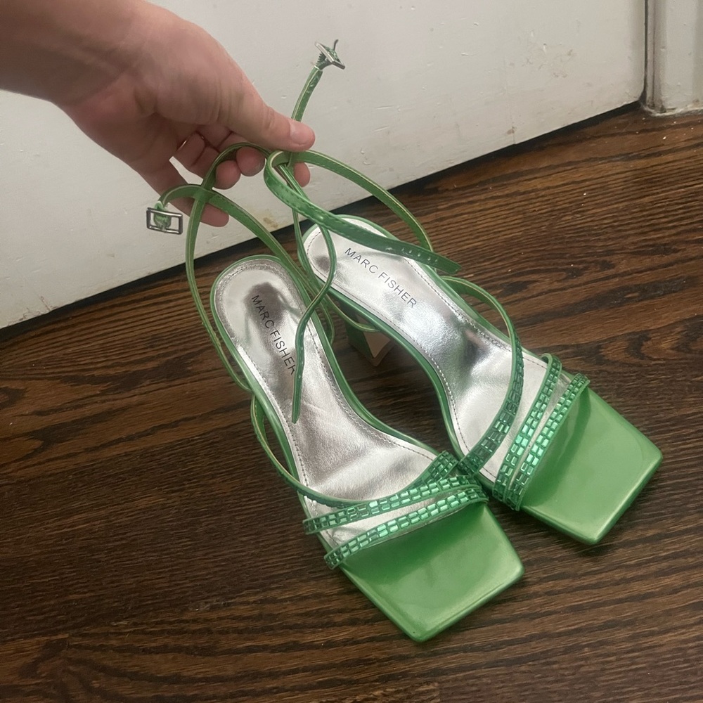 Marc Fisher Green Squared Toe Heel